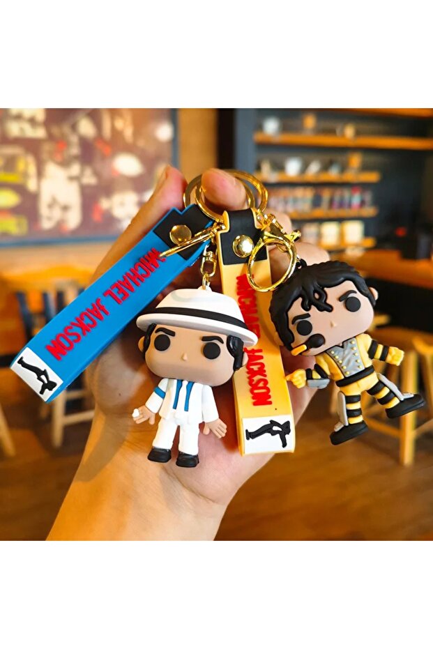 1PCS 2PCS 1PCS or 10 PCS Michael Jackson Keychain Music Idol Doll Machine Key Chain