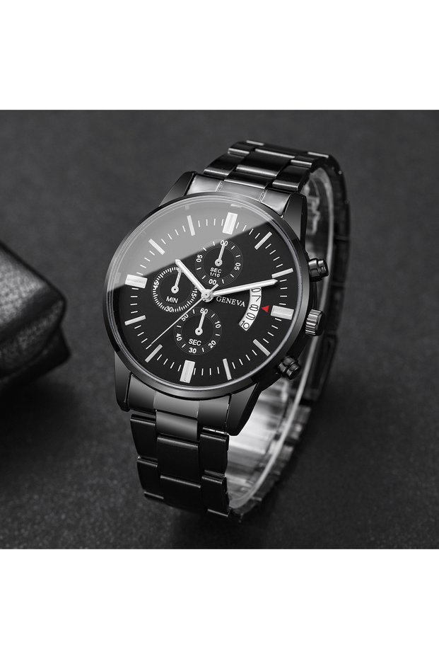 Black Black Silver Fashion Men Business Watches Luxury Calendar Quartz Watch for Man Clock Relogio M