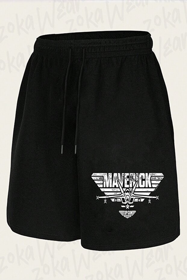 Unisex Top Gun Maverick Centered Jet Design Printed Shorts