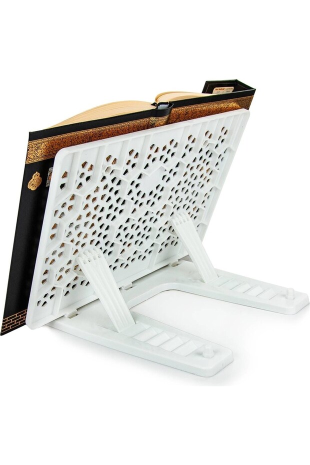حامل كتب بلاستيكي، حامل كتب عملي، لون أبيض، قطعتين، حامل كتب للطاولة، حامل كتب للقراءة، قابل للطي، حامل كتب للدروس.