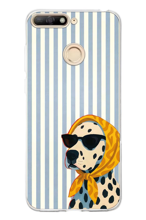 Huawei Y6 2018 Compatible Dalmatian Dog Pattern Transparent Phone Case