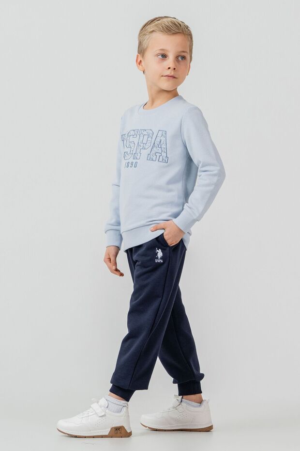 Boy's Embroidered Blue Long Sleeve Tracksuit Set Us2610-C-V1