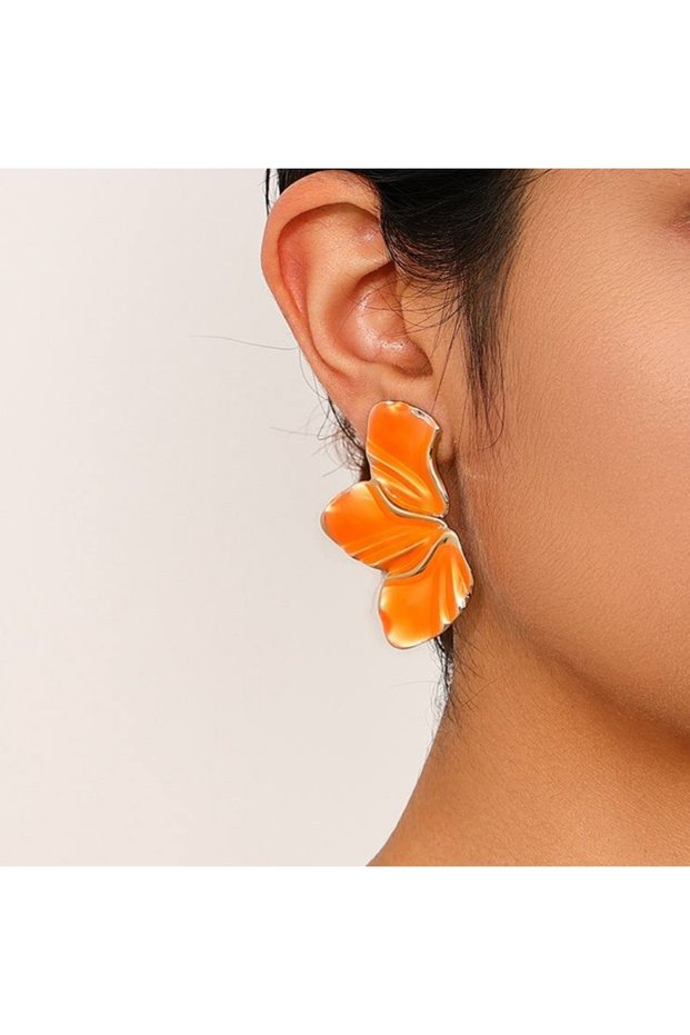Women's Artistic Orchid Flower Design Gold Framed Modern Earrings - Party & Office Earring