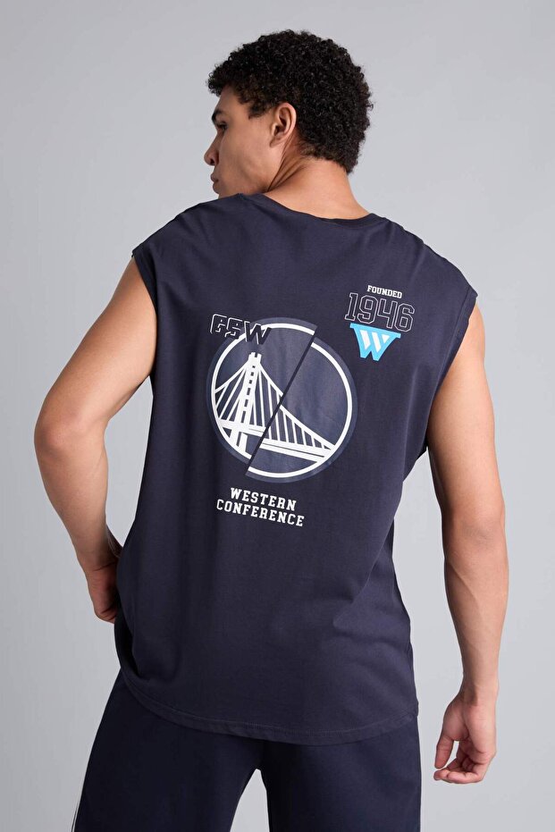 100% Cotton Nba Golden State Warriors Oversized Back Printed Crew Neck Undershirt G2425Ax26Au