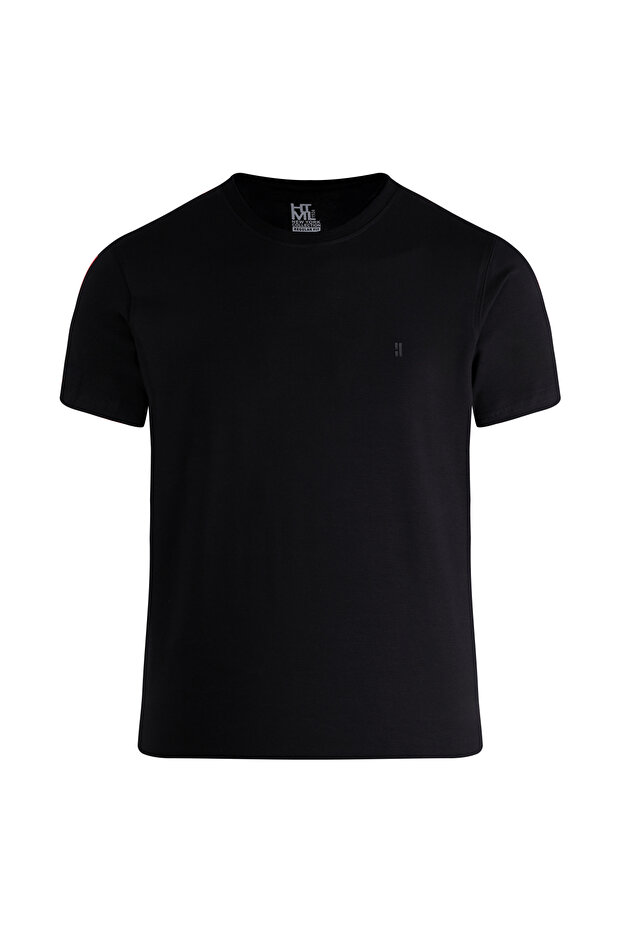 Black Regular Fit Crew Neck Cotton T-Shirt