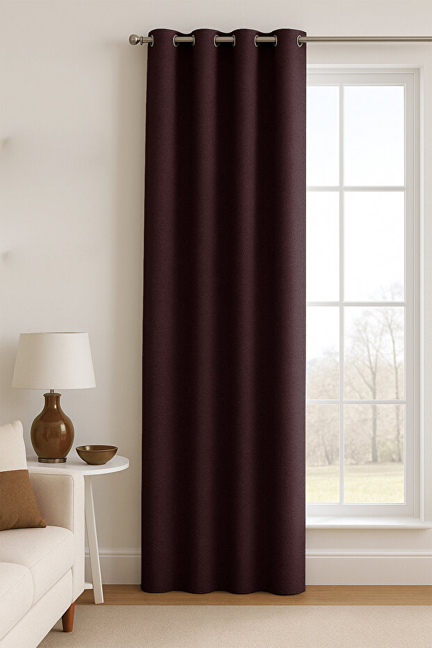 Pera Blackout Burgundy Background Curtain 140X250 Without Pile