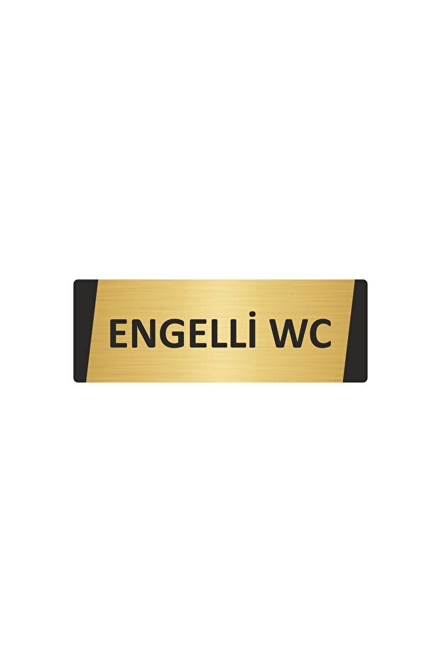 Disability Wc Metal Warning Sign 7X20 cm Gold Color