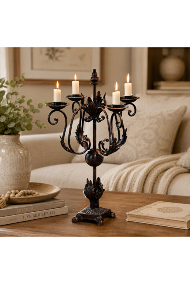 Classic Copper Iron Candlestick شمعدان حديد كلاسيك نحاسي