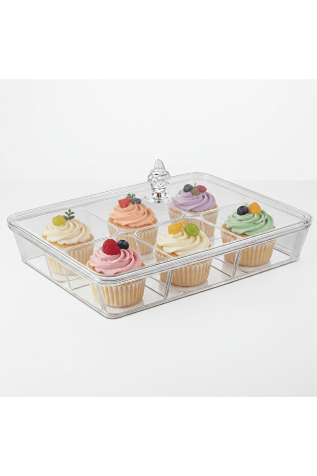Rectangular Acrylic Candy & Sweets Box with 6 Inner Compartments | 40.6 × 27.5 × 16.5 cm