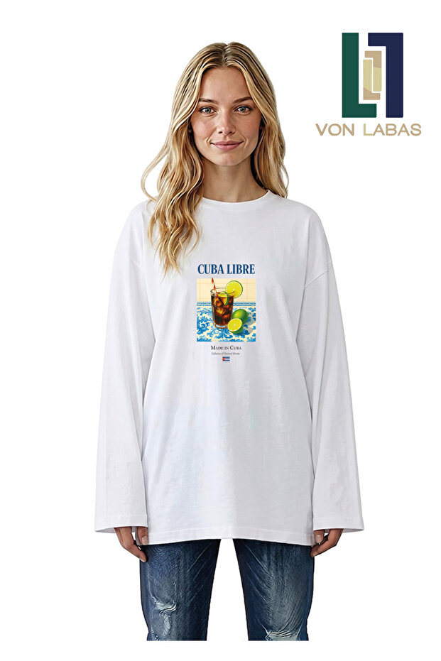 Wide Sleeve Oversize Long Sleeve Tshirt 100% Cotton Printed Summer Wear