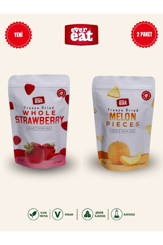 Strawberry-Melon Freeze Dry Fruit Chips 2-Pack Natural Healthy Snack