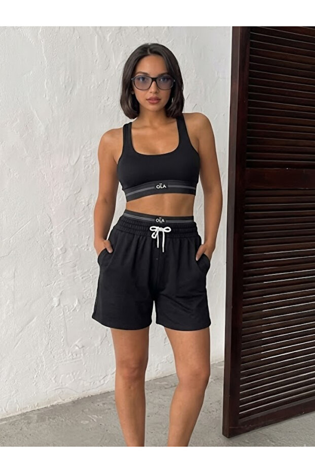 Women's Modal Bustier and High Waist Shorts Sports Set