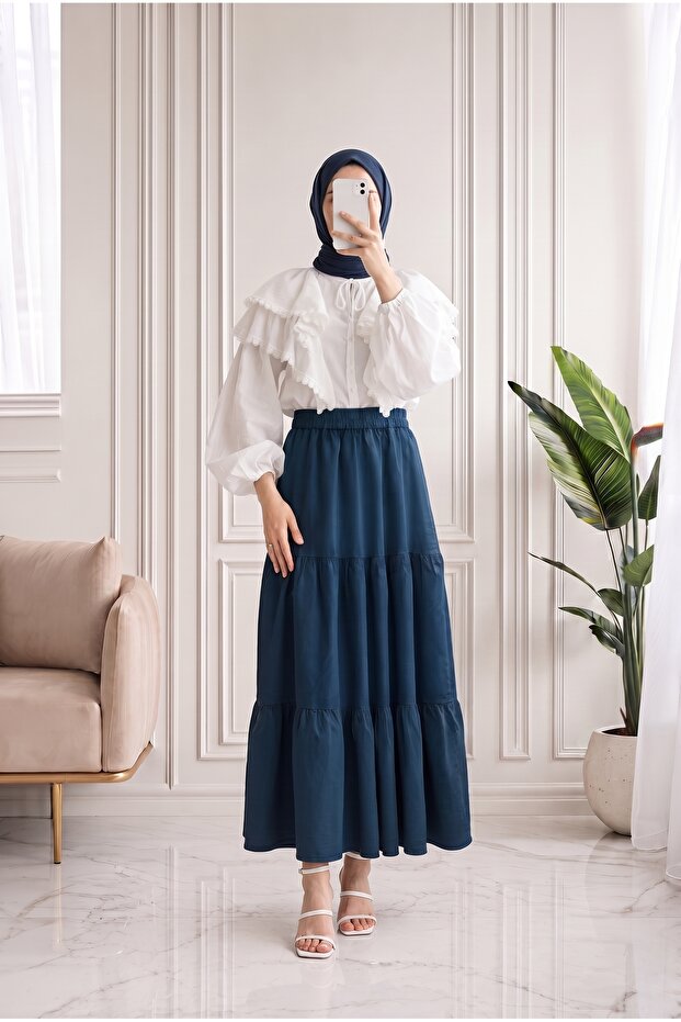 Ezgi Gypsy Skirt-Ma8411 Petrol Blue