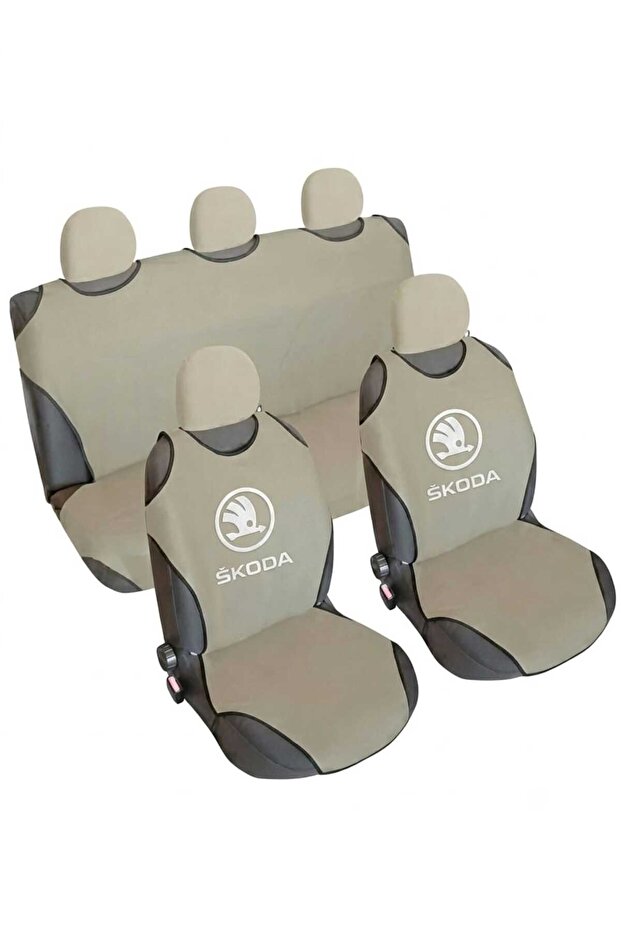 Skoda Auto Athlete Cover Set Front and Rear Seat Covers Beige