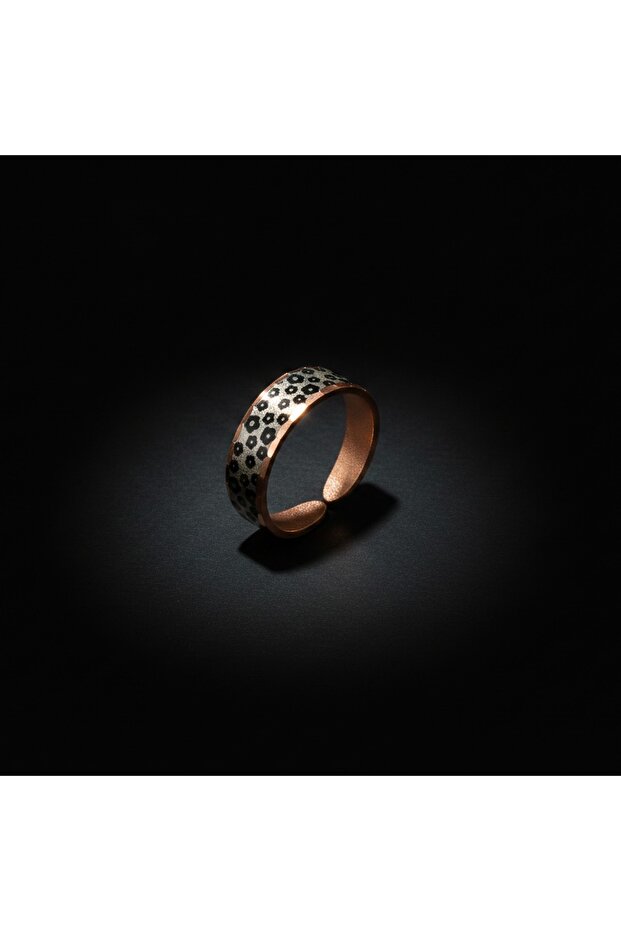Copper Black and White Dot Motif Adjustable Ring | 100% Handmade Copper