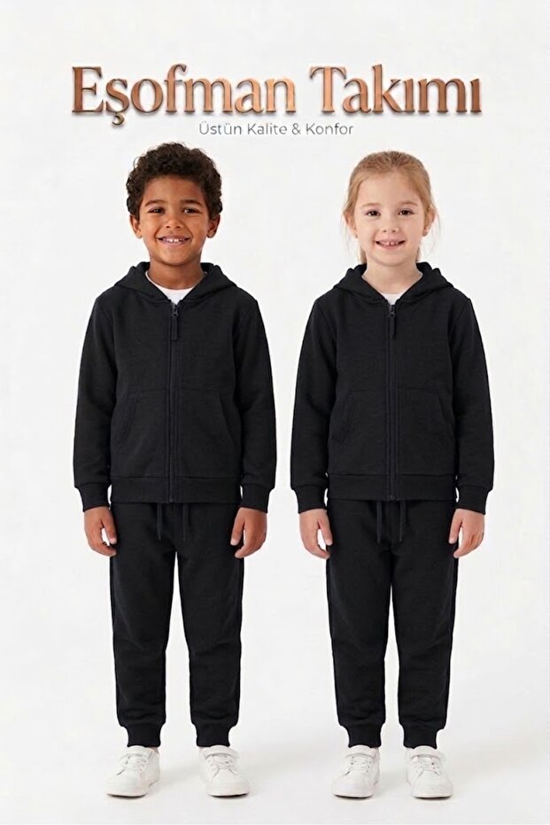 Unisex Kids Zippered Top and Bottom Tracksuit Set