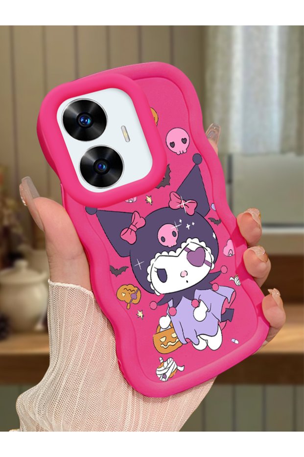 Realme C55 Compatible Case Camera Protector Red Silicone Couple Phone Case Cartoon Pattern