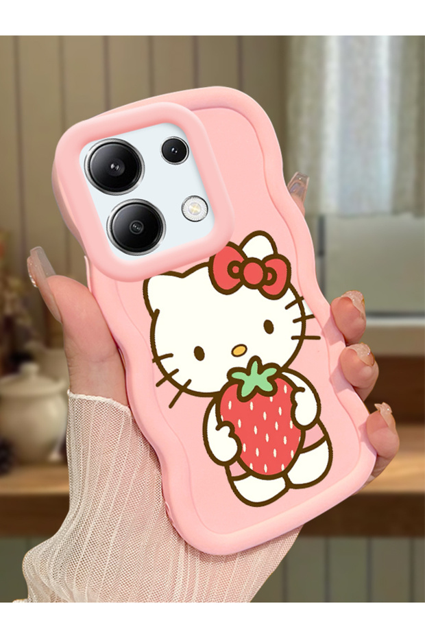 Redmi Note 13 4g Compatible Case with Camera Protector Pink Silicone Couple Phone Case Kitty Pattern