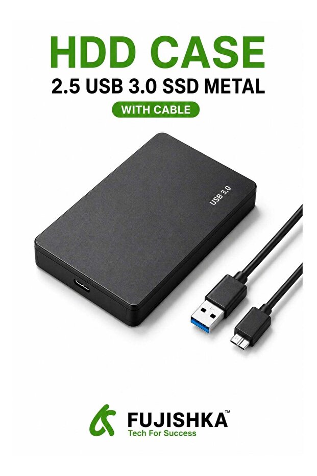 محول خارجي لمحركات الأقراص الصلبة/الذاكرة العشوائية 2.5 بوصة من نوع SATA إلى USB 3.0 (أسود) مع كابل