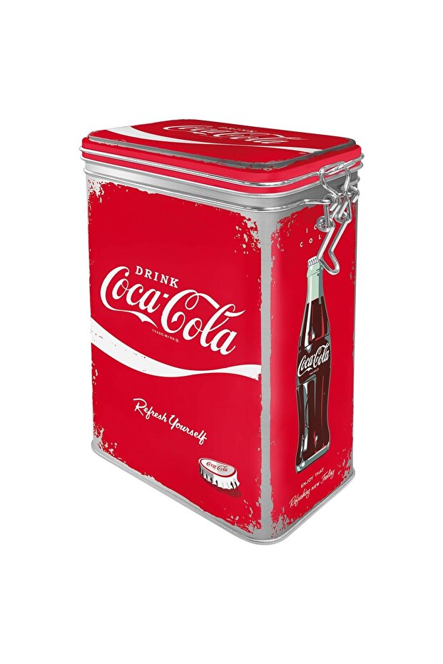Nostalgic-Art Coca-Cola - صندوق تخزين معدني بغطاء قابل للطي لتجديد نشاطك 1.3 لتر