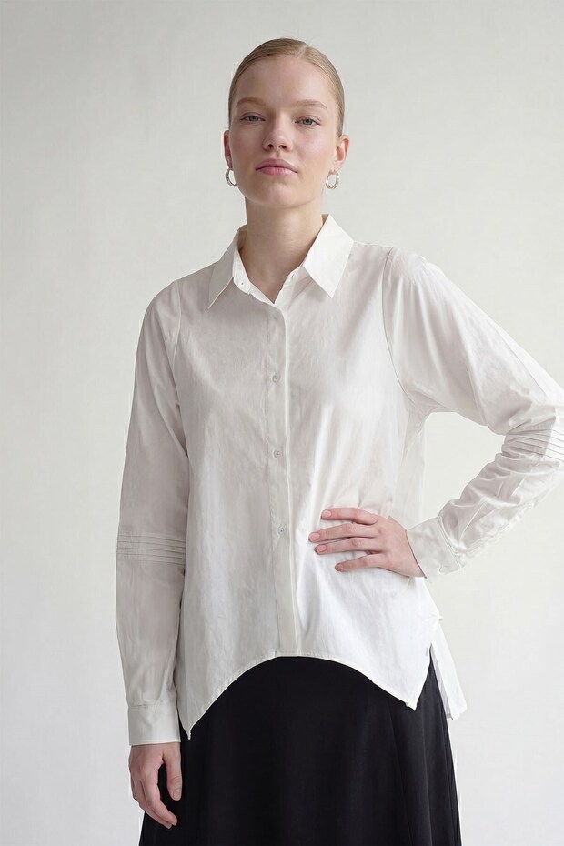 White Asymmetrical Cut Shirt
