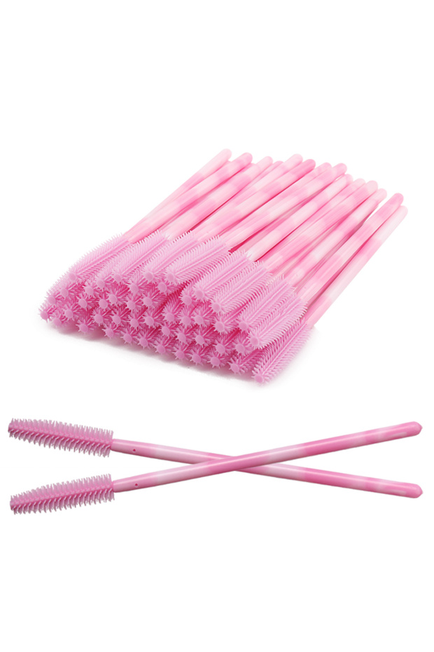 silicone Pink 50Pcs Disposable Silicone Eyelash Brush Rainbow Eye Lash Makeup Brushes Mascara Wands