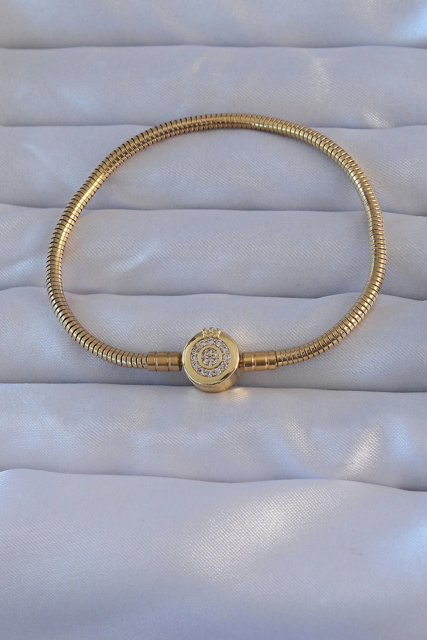 Brass Gold Color Zircon Stone Charm Bracelet
