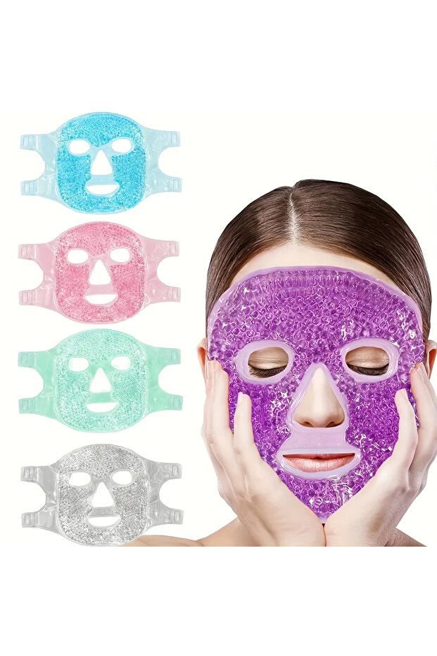 Therapy Gel Face Mask Cold and Hot Beaded Adjustable Mask (Purple)