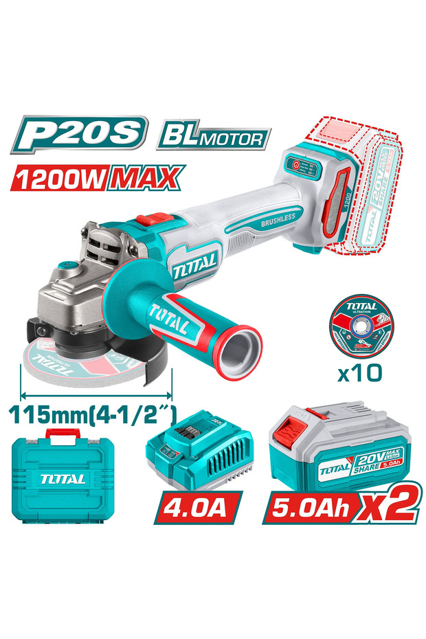 صاروخ بطارية 20V 4-1/2" شنطة بلاستيك مع بطارية إضافية و شاحن TAGLI2211532 توتال