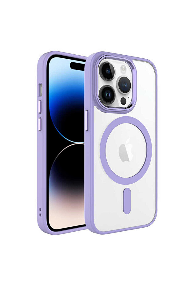 iPhone 14 Pro Max Case Magsafe Transparent Back Face Camera Raised Silicone Brsa