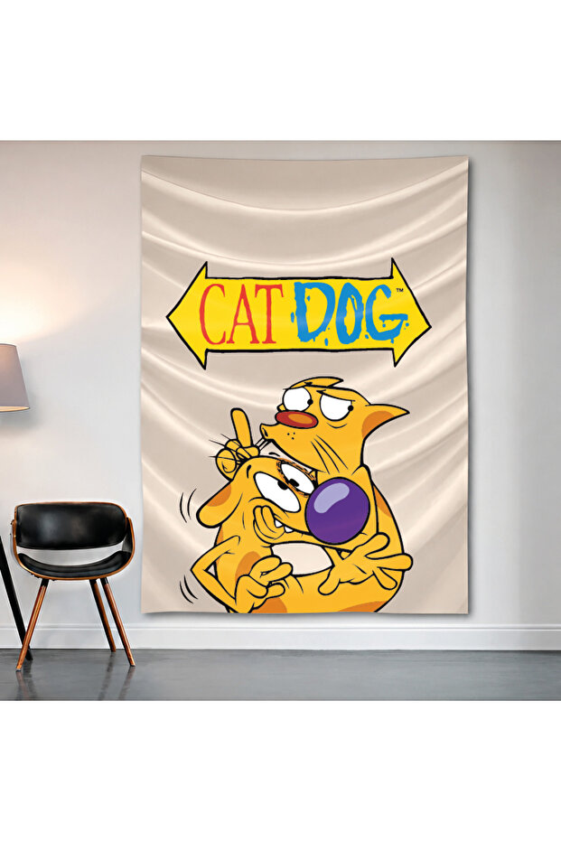 Catdog Nickelodeon Wall Cloth Wall Tapestry First Quality Satin Fabric Poster