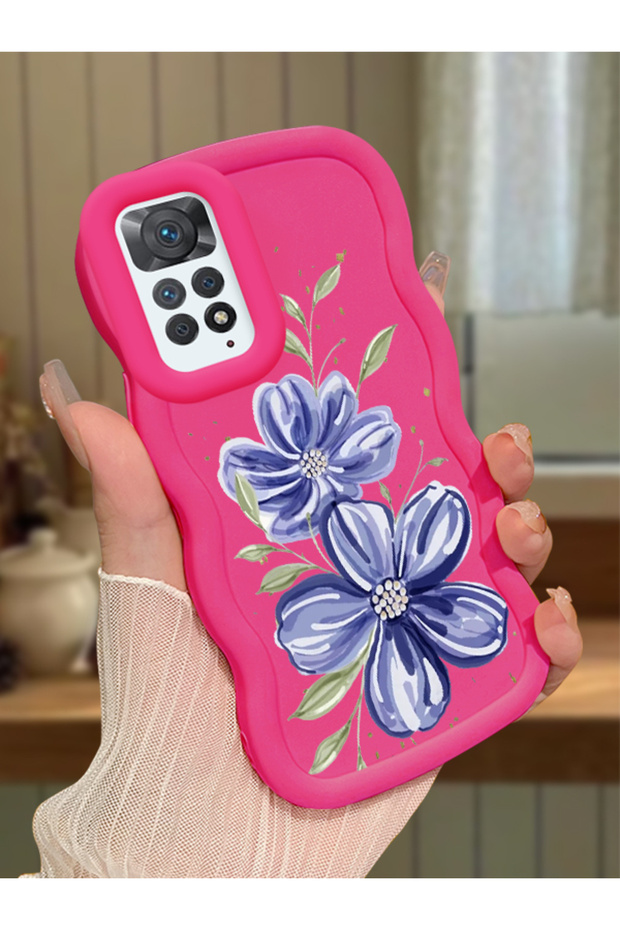 Redmi Note 11 Pro 4g Compatible Case Camera Protector Red Silicone Couple Phone Case Floral Pattern