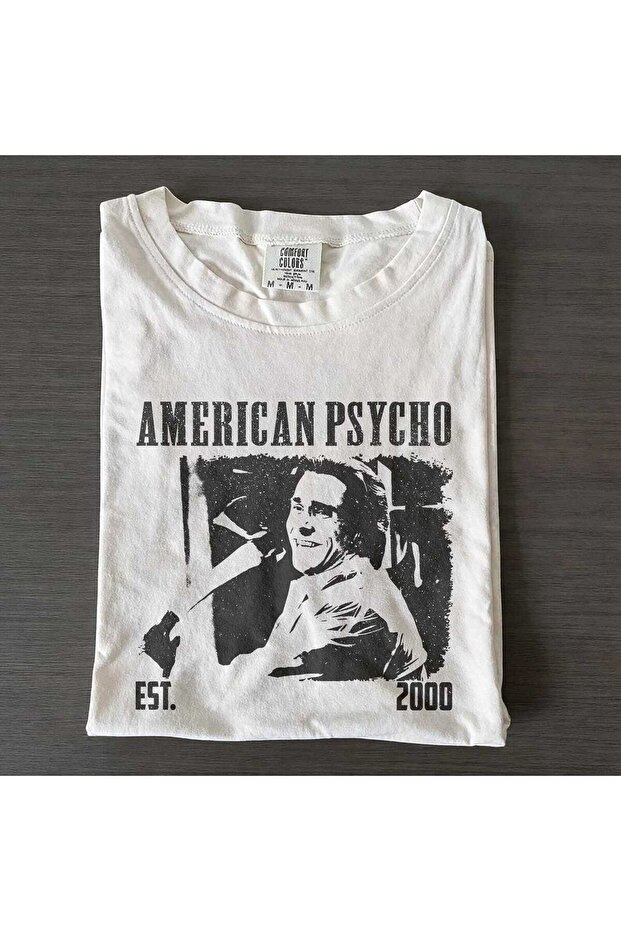 تي شيرت أمريكي مطبوع عليه American Psycho للجنسين مقاس كبير
