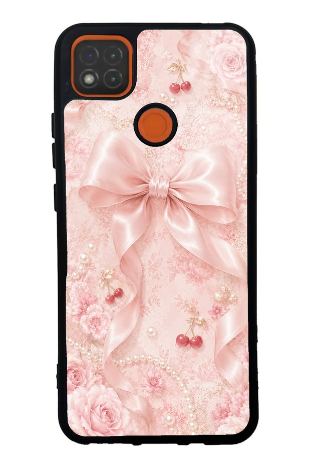 Xiaomi Redmi 9C Glossy Phone Case with Cherry Blush Bow Design