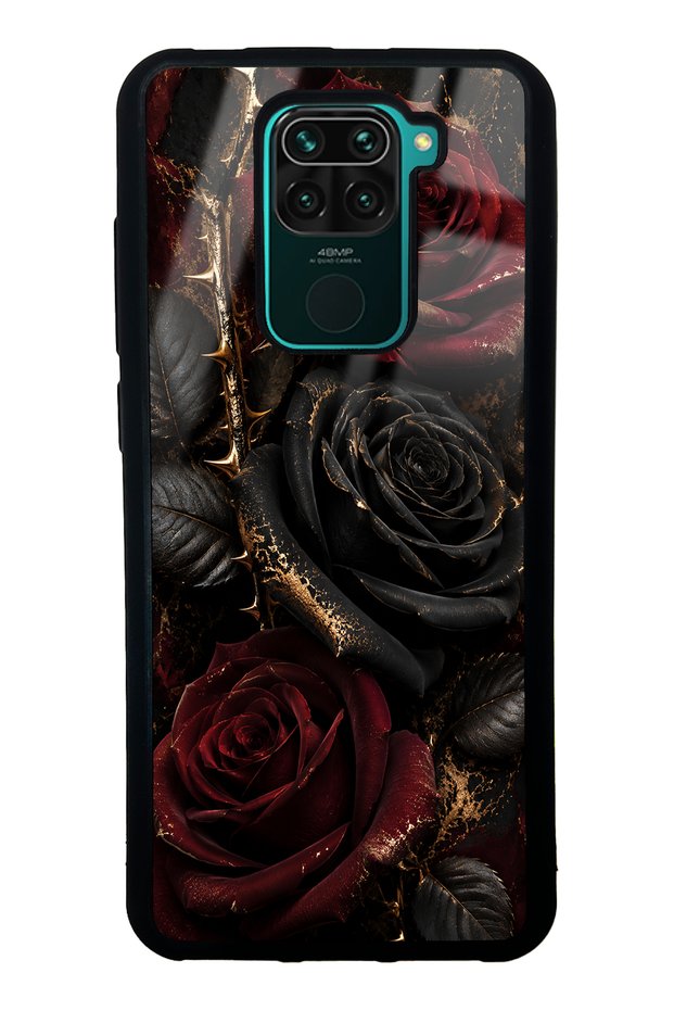 Xiaomi Redmi Note 9 Obsidian Crimson Rose Design Glossy Phone Case