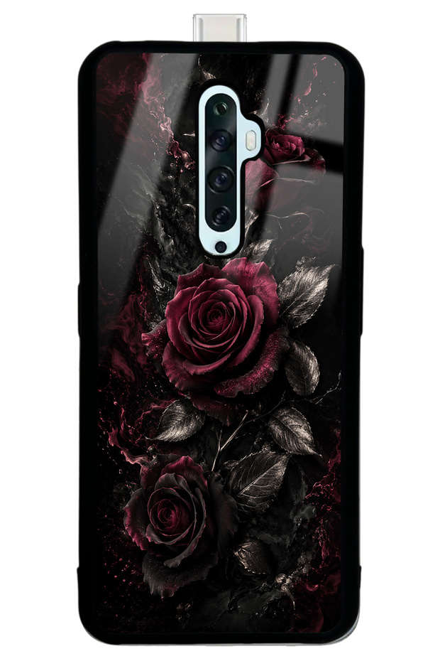 Oppo Reno 2Z Glossy Phone Case with Obsidian Burgundy Roses Design