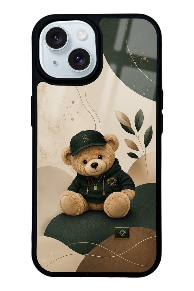 iPhone 15 Forest Teddy Design Glossy Phone Case