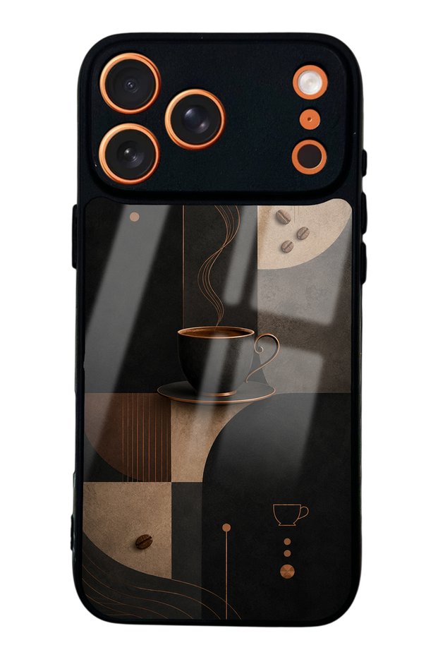 iPhone 17 Pro Max Black Mocha Coffee Design Glossy Phone Case
