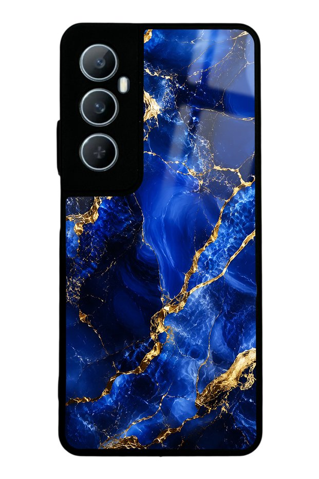 Realme C65 Sapphire Gold Marble Design Glossy Phone Case