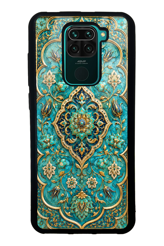 Xiaomi Redmi Note 9 Glossy Phone Case with Turquoise Ottoman Jewel Design