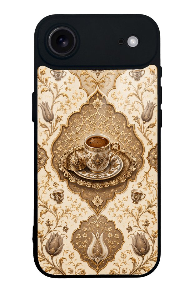 iPhone 17 Air Ivory Glossy Phone Case with Ottoman Coffee Design