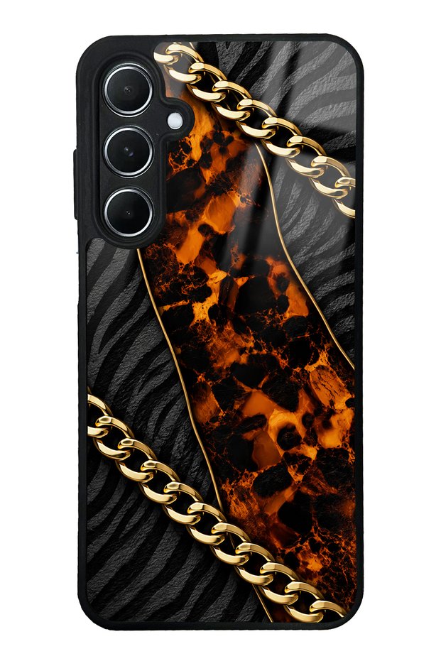 حافظة هاتف سامسونج A55 بتصميم Golden Eclipse لامعة