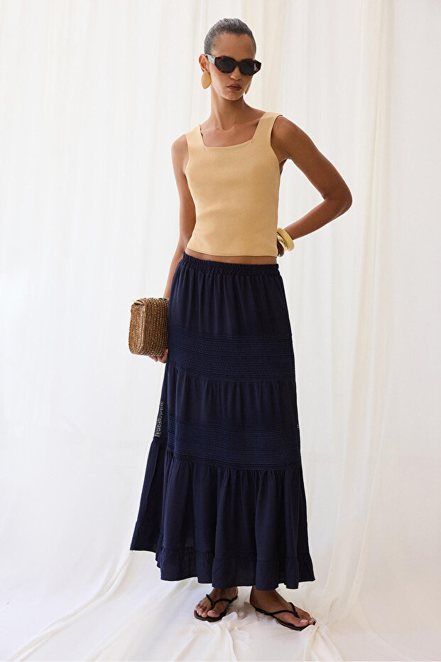 Lace Skirt with Elastic Waist