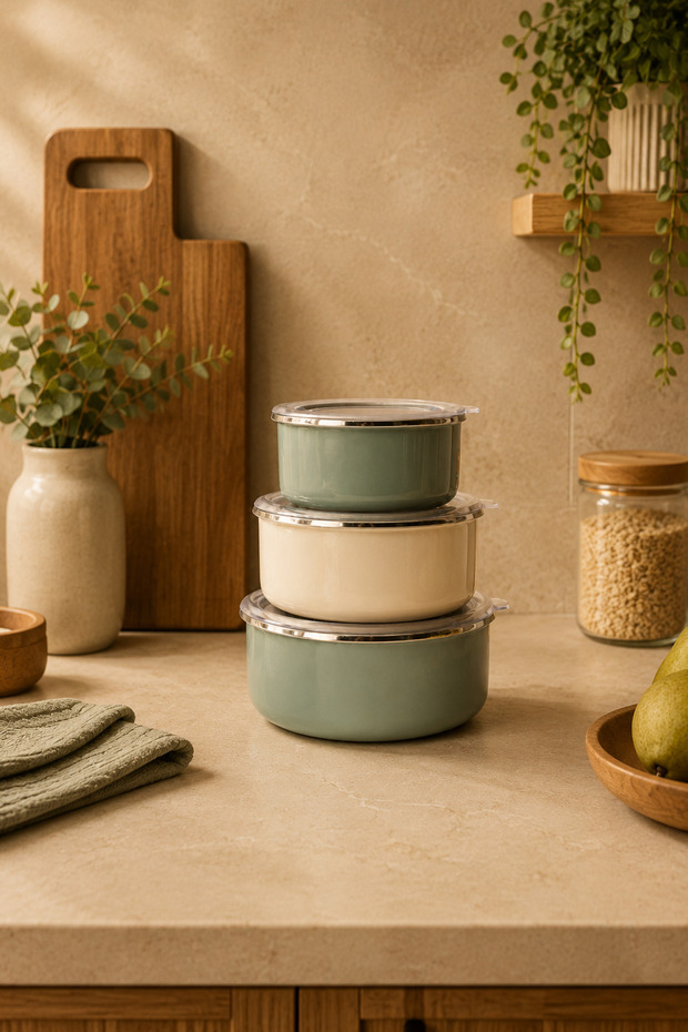Lumino 3-Piece Storage Container Green