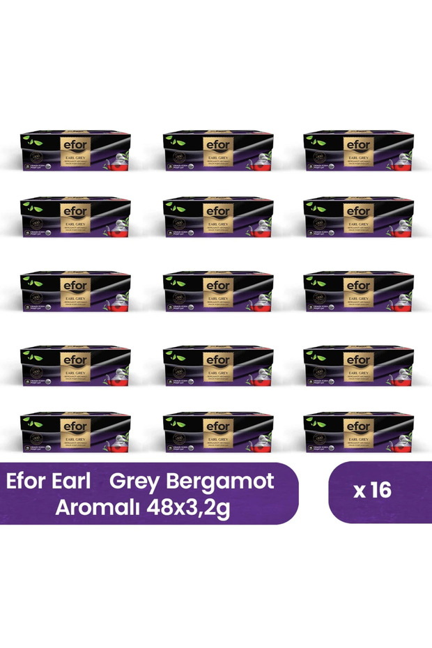 Efor Bergamot Flavored Teapot Bagged Black Tea 3.2 Gr X 48 Pieces - Box of 16