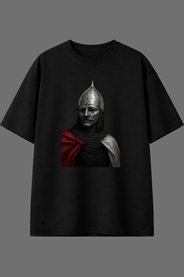 Warrior 14 Design Pre-Printed Black Oversize t Shirt