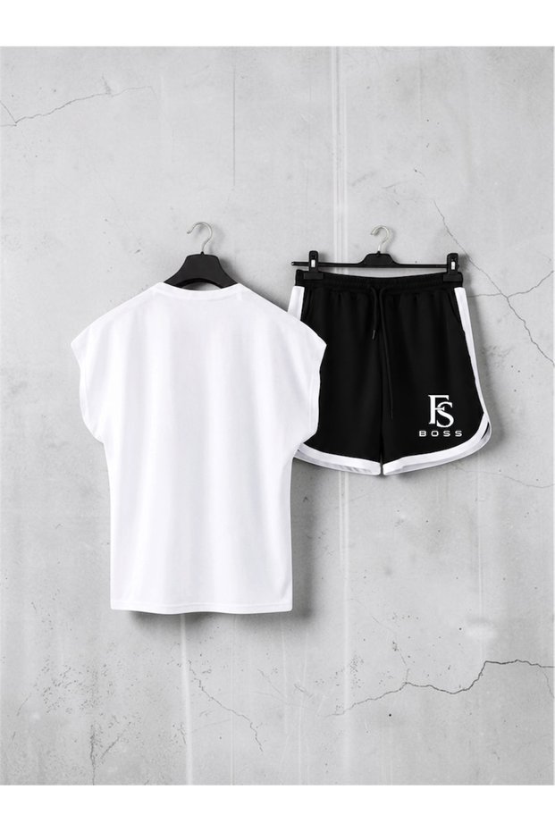 UFC Front and Back Printed Sleeveless Sports T-Shirt and Black Shorts Sports Set