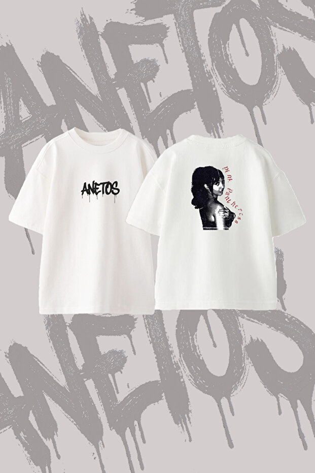 Pink Pantheress_5 Design Back Printed Cotton White Oversize T-Shirt
