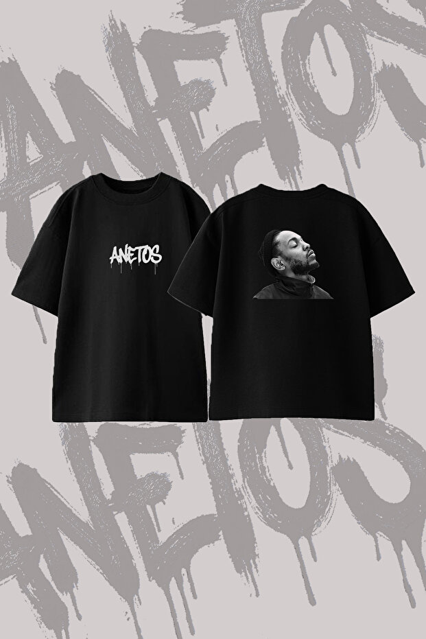 Kendrick Lamar_9 Design Back Printed Cotton Black Oversize T-Shirt