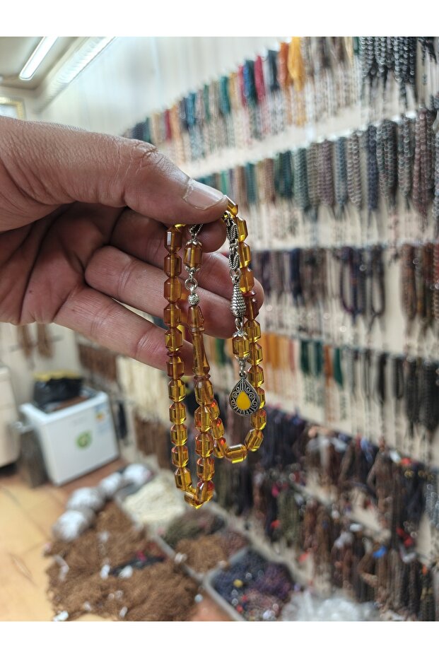 Ateşi Amber Special Cut Bronze Enamel Embellished Tassel Rosary